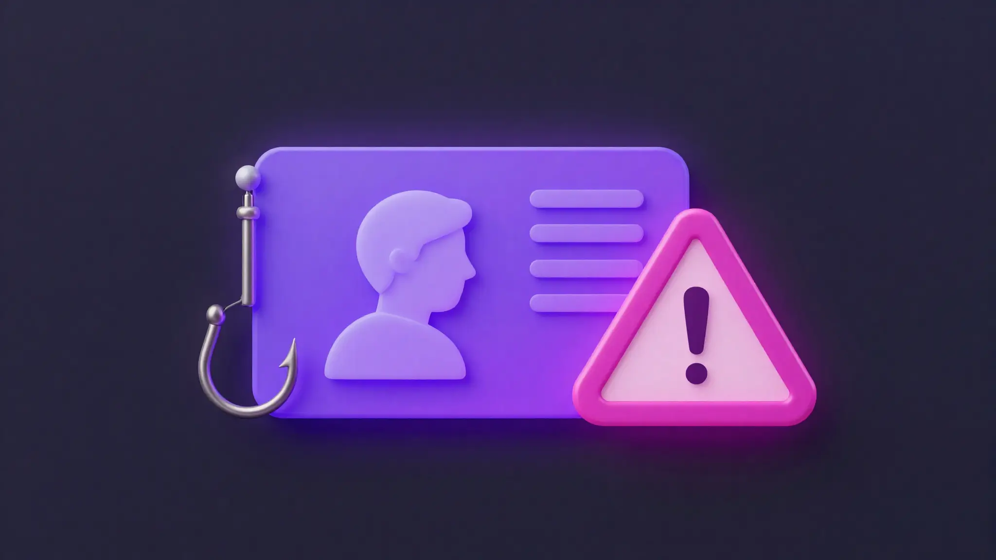Anzuelo de phishing atrapando un perfil con un triángulo de advertencia