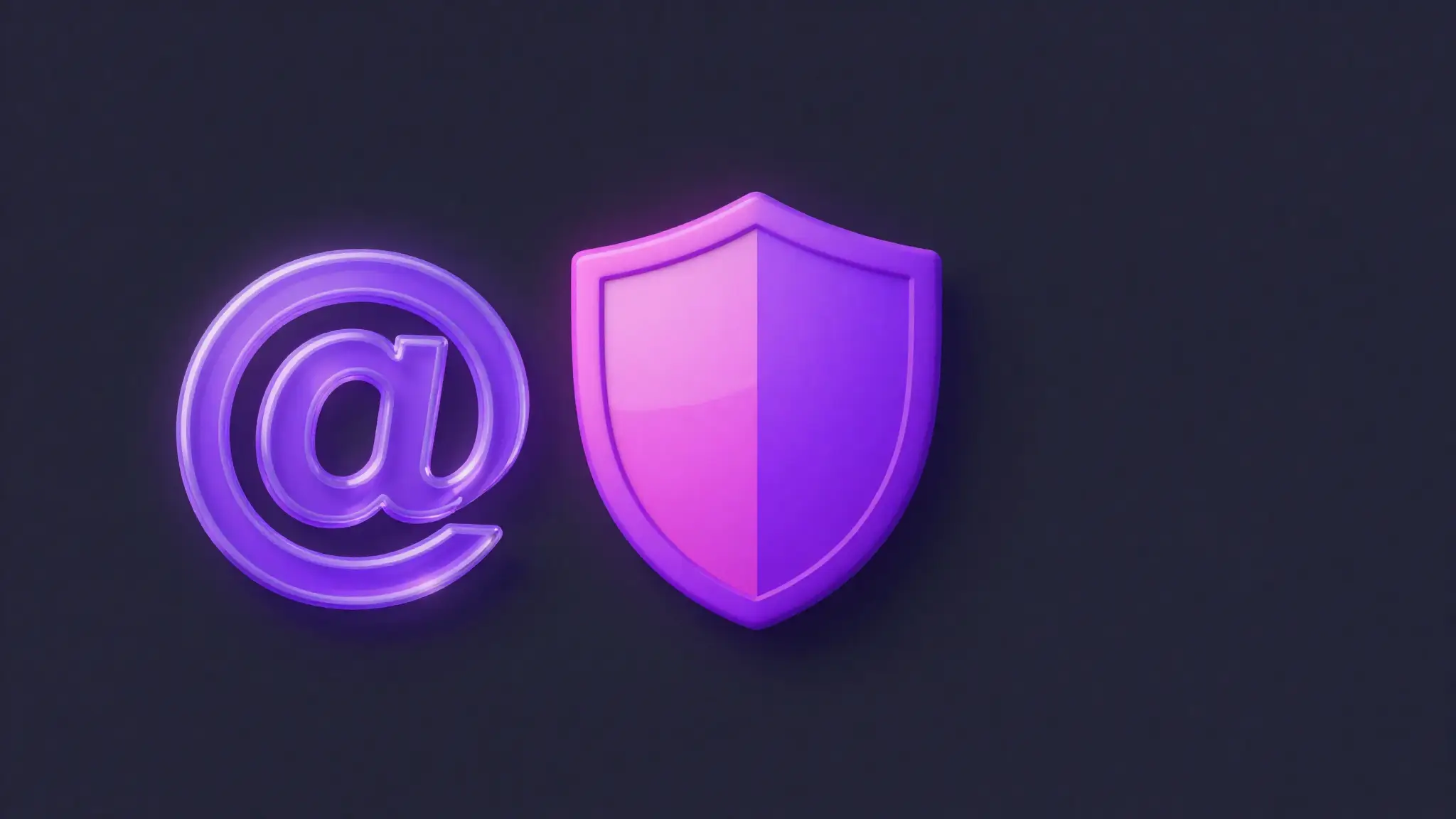 Ícono de hilo con arroba junto a un escudo de privacidad